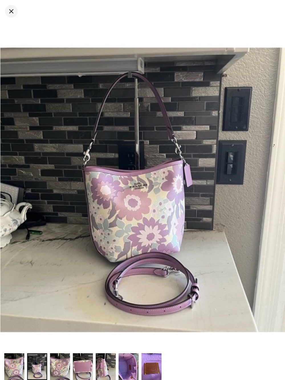 Coach City Bouket Floral Lavender Crossbody Tote Bag - Convertible Strap